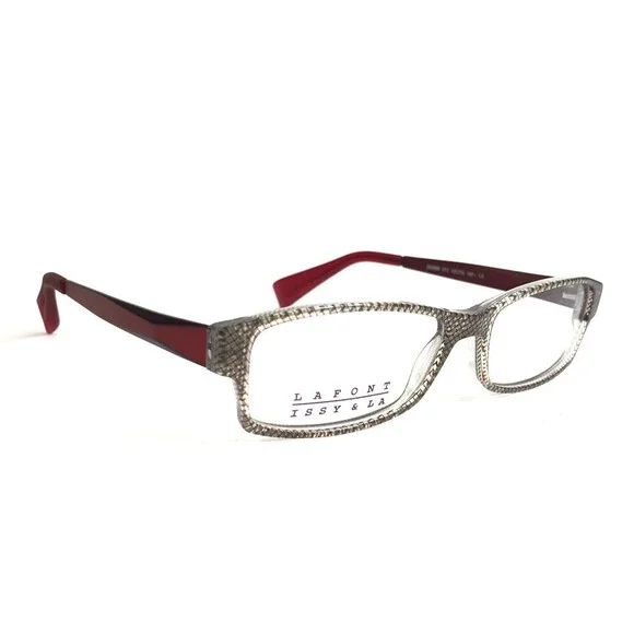 Lafont Issy & La Eyeglasses Frames DENIM 217 Gray Red Clear Rectangle 53-15-140